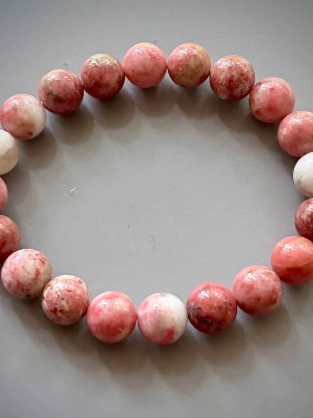 Natural Pink Rhodonite Handcrafted Bead Bracelet